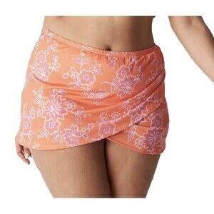 Cacique Nectarine Floral Faux-Wrap Swim Skirt/Swimwear Bottoms, Size 32, 32W